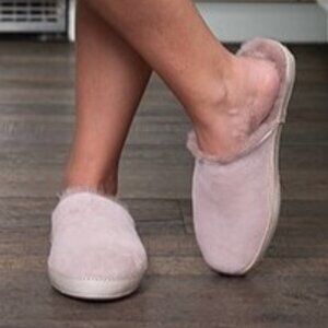 Ross & Snow Linda Shearling Slippers Slip On Mules Desert Rose Pink Size 8 NEW